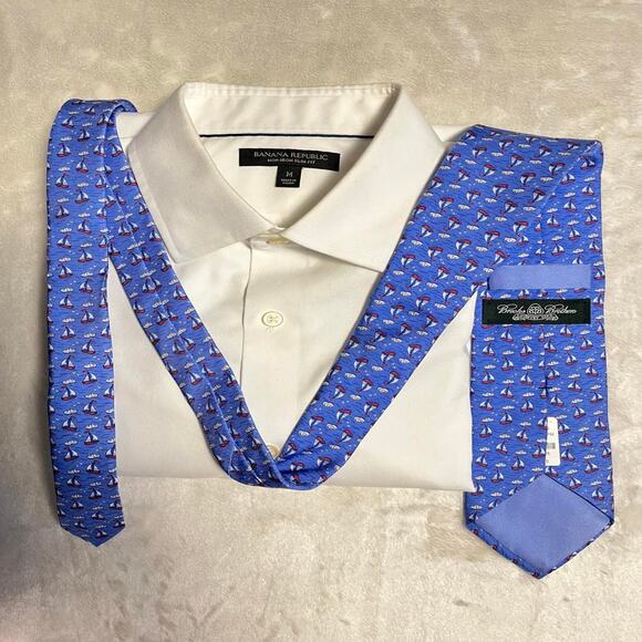 Brooks Brothers Country Club Silk Tie Sailboats Coastal Nautical July 4th Summer - Picture 4 of 6